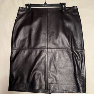 Talbots Black Leather Pencil Skirt